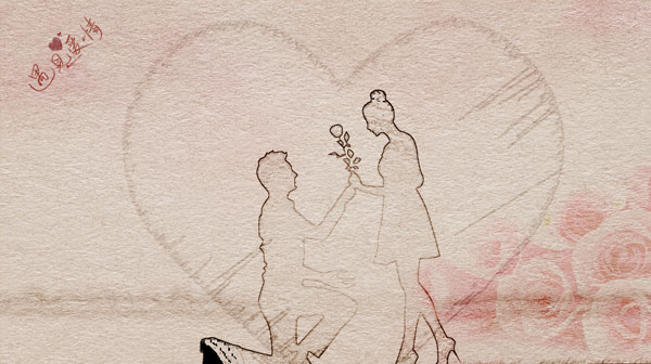 设计师JK的设计，创意的沙画与水墨风结合的爱情主题模板，每个画面都是满满的温馨浪漫，适合制作爱情主题的视频相册